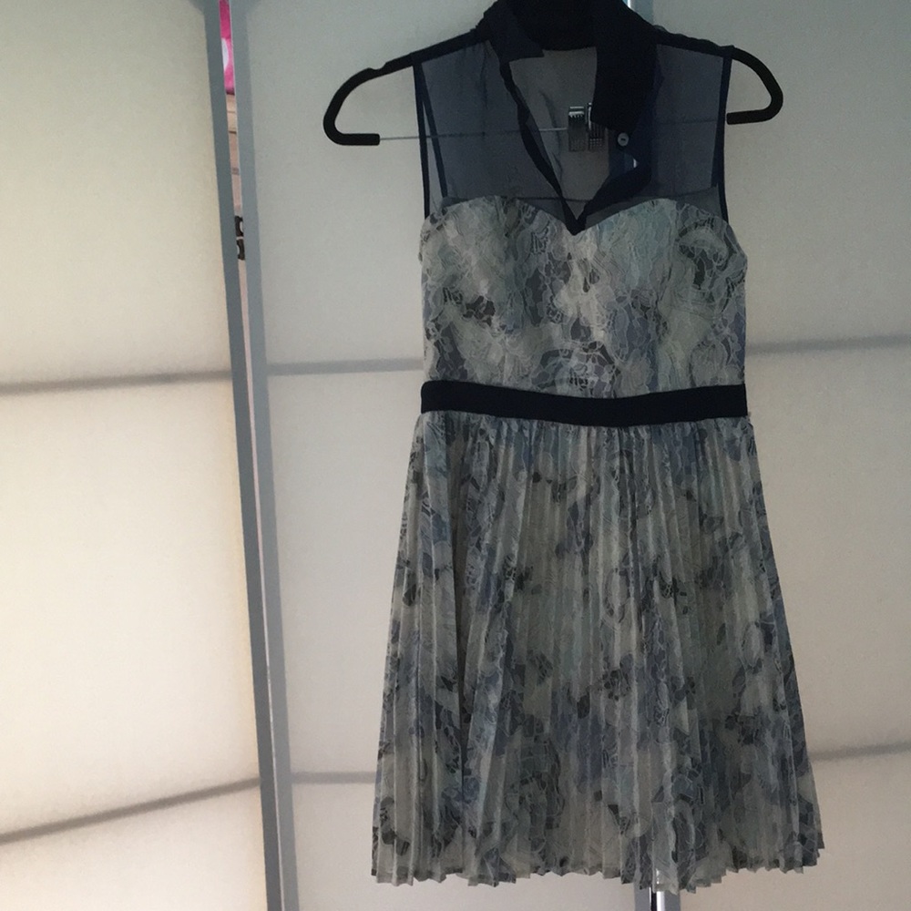 Tulle, lace, and pleated navy dress WORN ONCE